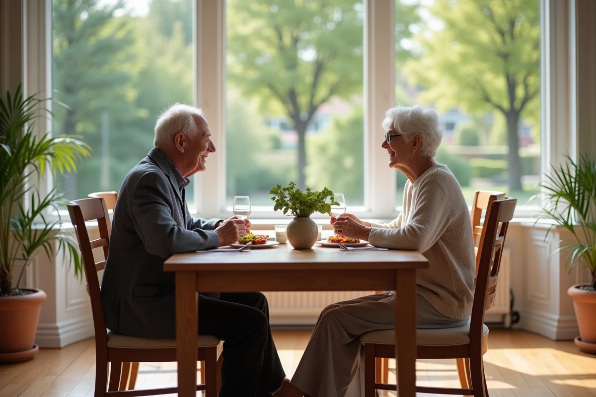 Couple âgé souriant lors d