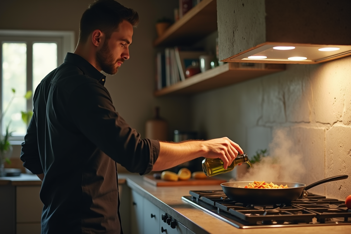 Jeune homme versant de l