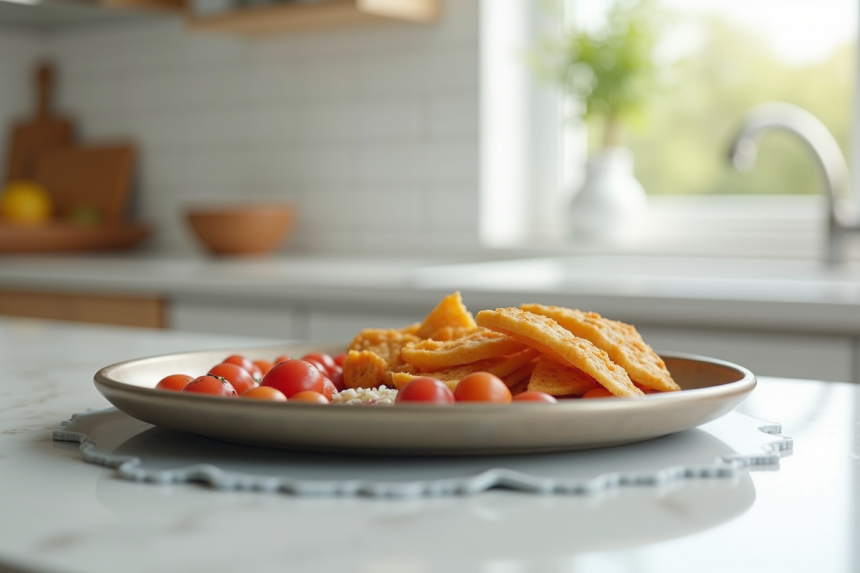 Plan de cuisine moderne avec plateau solide antidérapant